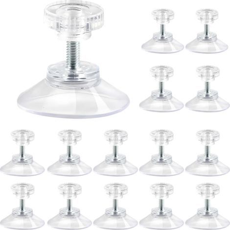 Lot de 15 ventouses avec filetage et écrou moleté - Diamètre : 40 mm - En PVC - Sans perçage - Crochets transparents - Ventouses extra solides pour fenêtre, voiture, cuisine, salle de bain (1/5)