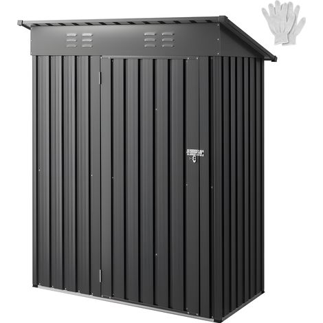 VEVOR Abri de Jardin en Metal, 153,3 x 87,6 cm, Abri de Rangement deExterieur, avec Porte Verrouillable, Toit en Pente, Cabine de Jardin, pour Stockage deOutils, de Velos, Etageres, Poubelles, Gris (1/5)