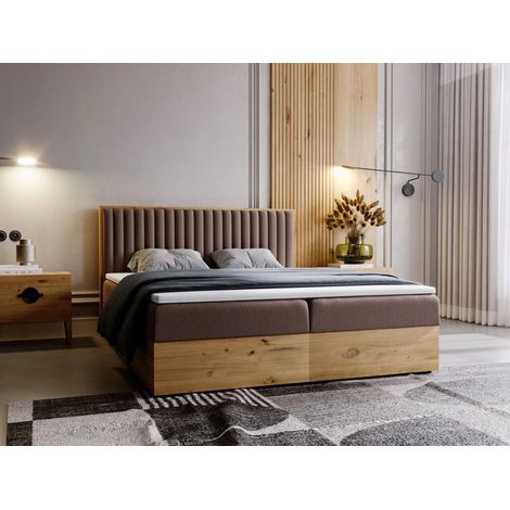 Lit continental Forest avec rangement 180 x 200 double, en bois, marron (1/5)