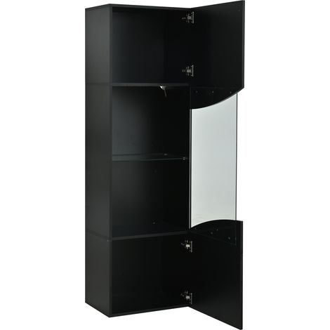 Vitrine haute noire 35 x 50 x 165 cm avec LED et portes en verre trempé (1/5)
