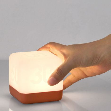 Würfelförmige Nachtlicht mit Klappfunktion – 2 Helligkeitsstufen, USB wiederaufladbar, 3000K warmweiß – für Babyzimmer, Kinderzimmer, Schlafzimmer, Büro – Orange (1/5)