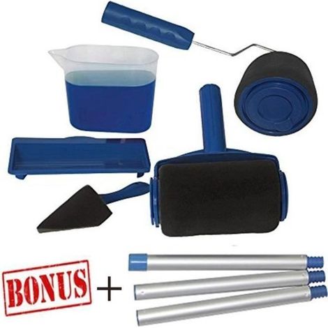 Rouleau de Peinture avec Pinceau et 3 Perches Extensibles - Kit Complet pour Peinture (1/4)
