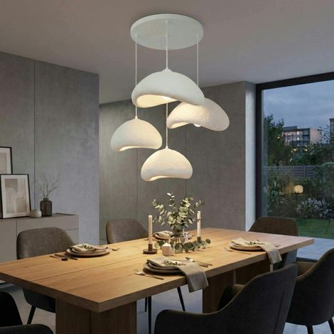 Suspension salon beige design organique 4 abat-jour NOXIS (1/5)