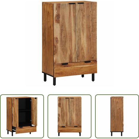 vidaXL Buffet rustique -  Haut Armoire Naturel 60 x 33,5 x 100 cm Bois d'Acacia Massif (1/5)
