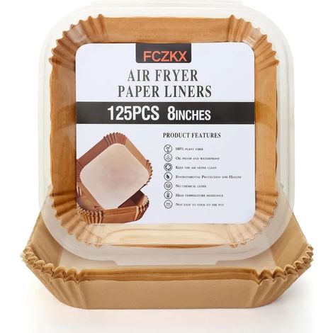 125 feuilles de papier sulfurisé antiadhésif carré de 8 pouces, facile à nettoyer, durable, de qualité alimentaire, convient aux friteuses à air. (1/5)
