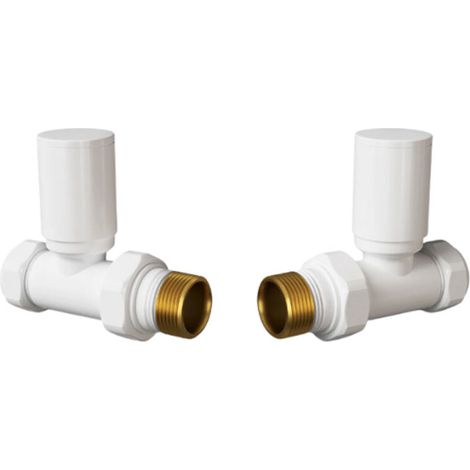 Heatwave Round White Straight Radiator Valves Pair (1/2)
