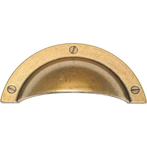 Poignée coquille en zamak - finition vieilli - entraxe 64 mm - CADAP