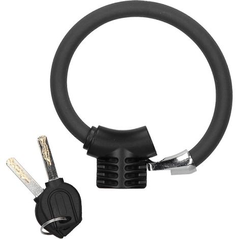 Mini antivol de vélo à anneau, câble antivol, accessoire de vélo en alliage de zinc réfléchissant (noir mat réfléchissant)