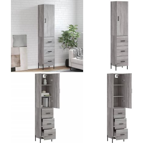 Highboard Grau Sonoma 34,5x34x180 cm Holzwerkstoff - Sideboard - Hochschrank - Wohnraumgestaltung - Aufbewahrungslösung - Grau Sonoma - Home & Living (1/5)