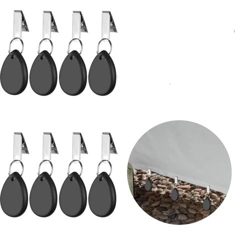 Lot de 8 poids de nappe en marbre avec pinces pour la famille, les fêtes, le camping, les mariages, le jardin et les pique-niques (noir) (1/5)