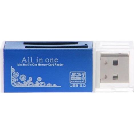 Lecteur de carte mémoire - - 8123471 - USB 2.0 - Vitesse rapide - Multi-cartes SD/TF/MS/M2 - Bleu
