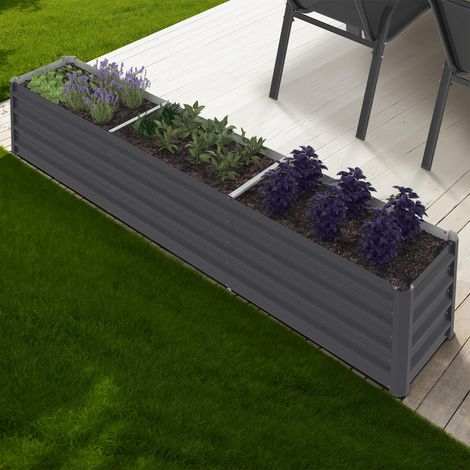 Jardinera elevada de metal marco rectangular 240 x 40 x 45 cm (1/5)