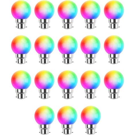 Lot de 18 ampoules Led RGB B22 Incassables - Guirlandes guinguette - Culot baïonnette (1/4)