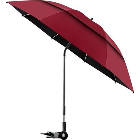 Parasol avec clip pour chaise longue portable réglable à 180° UPFParasol pour chaise de voyage, plage, vacances, camping, pique nique, patio, fauteuil roulant, chariot de golf (1/5)
