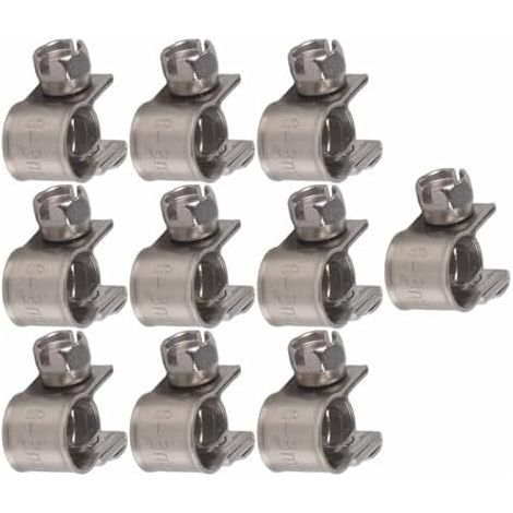 10Pcs Assortiment de colliers serrage en acier inoxydable, 6 à 20mm mini pour conduite carburant très résistants plomberie connexions automobile (6-8Mm) - 6-8Mm (1/5)