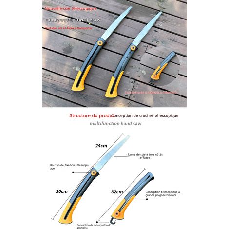 Scie manuelle télescopique GRANPA, en acier SK5, dents triple affûtées, pliable et portable, scie d'élagage pour jardin et bricolage