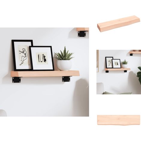 Wandregal 40x10x4 cm Massivholz Eiche Unbehandelt - Wandregal - Eichendielen - Holzmöbel - Rustikal - Deko Regal (1/5)