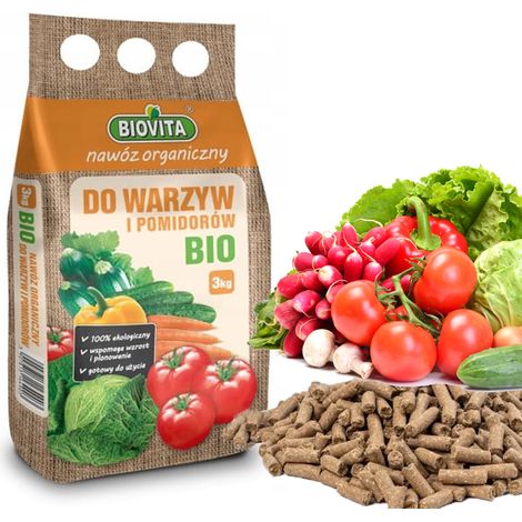 Engrais organique pour légumes et tomates, biogranulé naturel Biovita 3 kg (1/5)