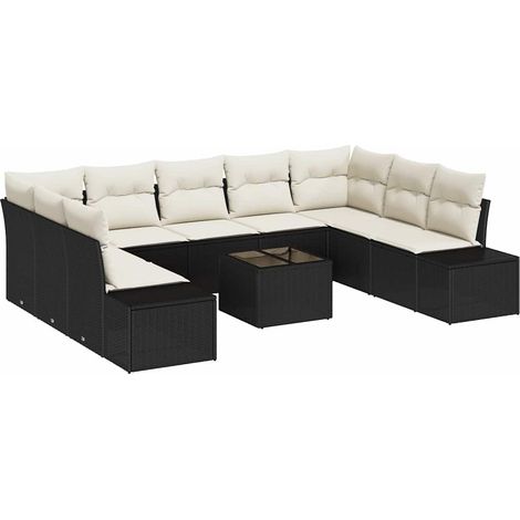 Maison Exclusive - Gartensofa-set mit Kissen 9 pcs Schwarz und Cr