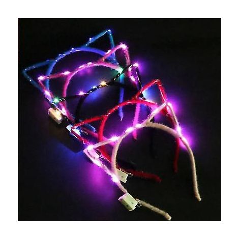 led Headpiece - Couleurs Alatoires 5 Pices Bandeaux Lumineux Led Oreille Animale De Chat Lumineuse Bandeau Pour Accessoires Cheveux Pour Concert (1/5)