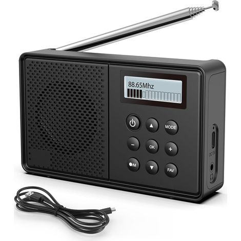 Radio Portable, FM, Dab+, Radio Dab Plus 40 Stations Préréglées, Rechargeable, Minuterie pour Sommeil, Bluetooth, Double RéVeil (1/5)