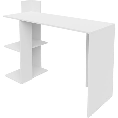 Bureau avec étagères Table d'odinateur Table de travail coloris blanc - Hauteur 91 x Longueur 122 x Profondeur 47 (1/4)
