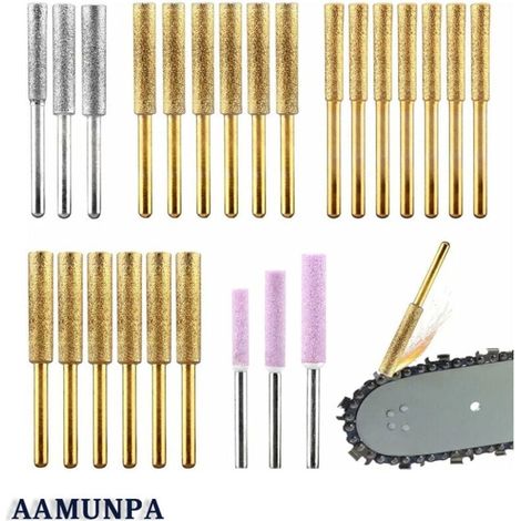 24-teiliges Diamant-Kettensägenschärfer-Set, 3 Größen, titanbeschichtete Kettensägen-Schärfräder, hochhartes Schärfrad für Steinschmuck, Gold, elektrische Kettensäge (Größe 10 mm)