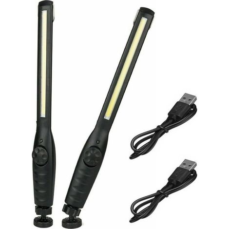 2-teilige wiederaufladbare magnetische LED-Lampe, superhelle Taschenlampe für Garage, Camping, Wandern, Autoreparaturen und Notfälle. (1/5)