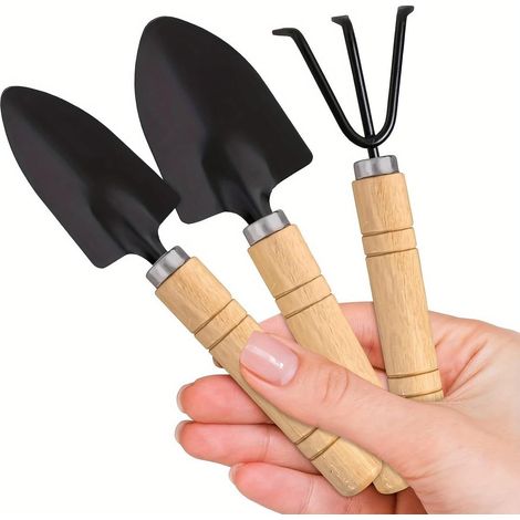 1 Ensemble Outils Jardinage, Pelles Houes Poignée Ergonomique, Intérieur Extérieur Noir