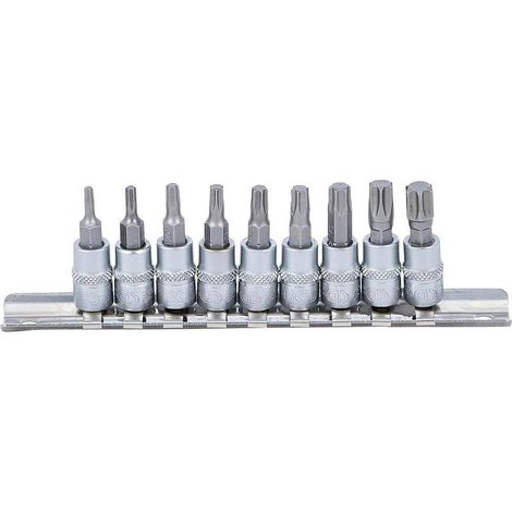 Jeu de Douilles et Embouts 6,3 mm (1/4) Profil T Torx T10-T50 - 9 pcs - Précision et Polyvalence - D-Work (1/5)