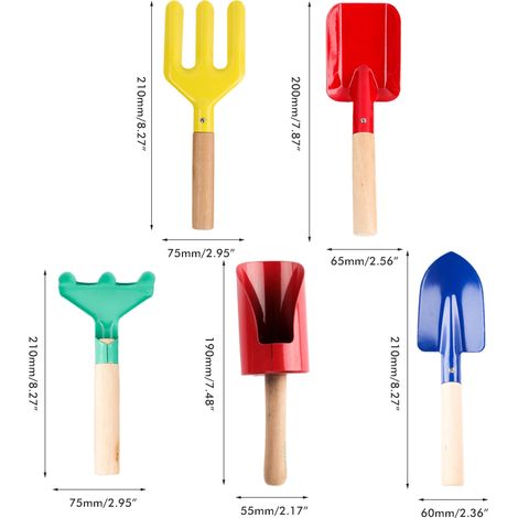 Kit de 5 mini-outils de jardinage pour enfants : outils de jardinage et de plantation pour plantes d'extérieur. (1/5)