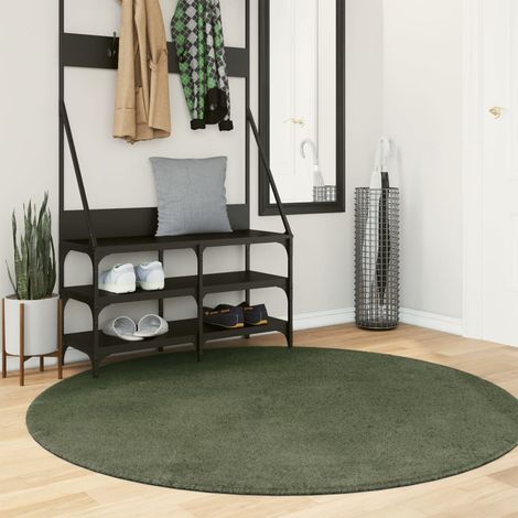 Teppich HUARTE Kurzflor Weich und Waschbar Waldgrün Ø 160 cm (1/5)