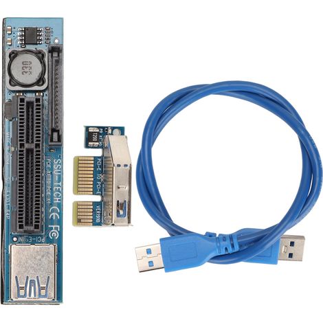 Câble Rallonge Pcie 1x Vers 1x 60 Cm Connecteurs Dorés Pour Slot Bloqué Par Gpu - Extension Interne Sans Alimentation Supplémentaire - Lot De 1 (1/5)