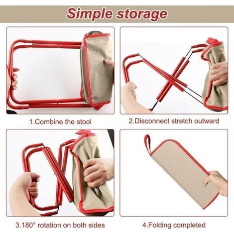 Klappbarer Campinghocker, 27 cm tragbarer Klappstuhl, leichter klappbarer Angelhocker, tragbarer Campingsitz für Garten, Strand, Wandern, Picknick, Reisen (roter Rand) (1/4)