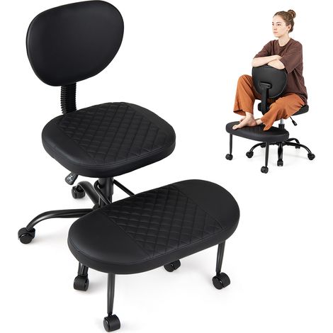 Chaise Croisée avec Roues, Chaise de Méditation Ergonomique, avec Hauteur Réglable, Pivotante à 360 °, Chaise à Genoux Polyvalente (1/5)