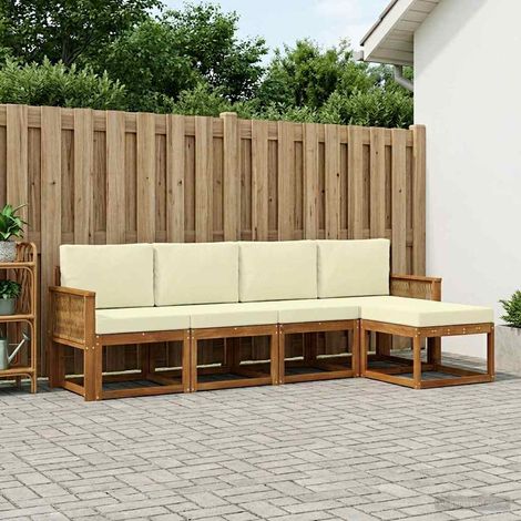 vidaXL Outdoor-Sofagarnitur 5 pcs Natur und Creme Polyester (1/5)