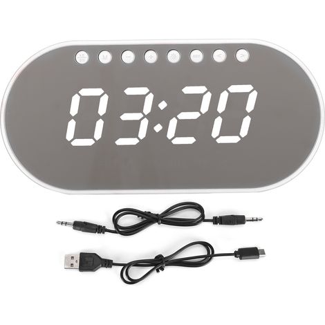 Radio FM Numérique - Horloge Avec Fonction Réveil - Haut-Parleur Bluetooth - Chargeur USB - Blanc - 1 Pièce (1/5)