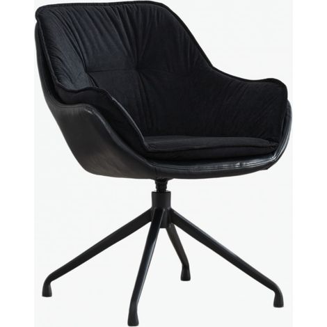 Fauteuil de bureau en simili cuir avec accoudoirs - Siège ergonomique pivotant 360° pour salon et chambre (1/5)