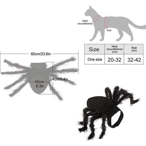 Déguisement d'araignée pour animaux de compagnie - Halloween - Vêtements d'araignée pour chiens et chats - Peluche araignée - Costume (1/5)
