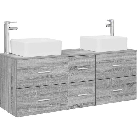 Bathroom Cabinet Set 3 pcs Grey Sonoma 49.5 x 41 x 63 cm vidaXL (1/5)
