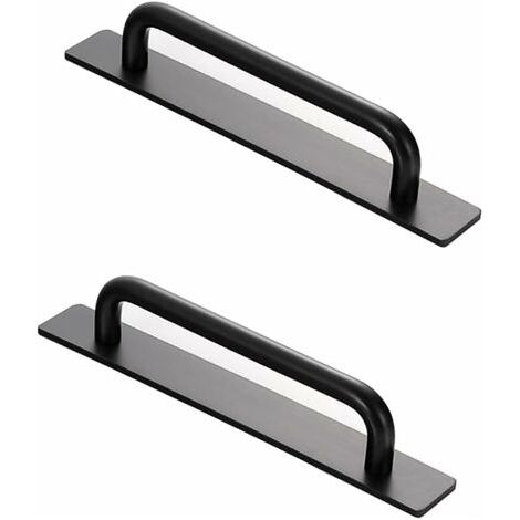 AGE Poignée de poignée de porte en alliage d'aluminium solide porte antivol sans perforation toilettes intérieures poignée de porte coulissante 2pcs (noir) (1/5)