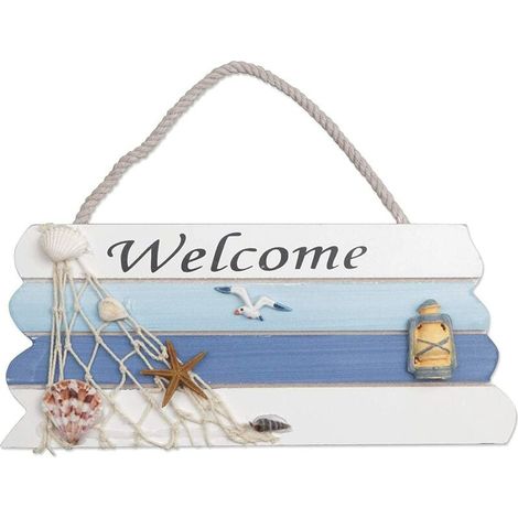 Plaque De Bienvenue En Bois - 30 X 20 Cm - Pour Porte D'Entrée, Porche, Jardin Ou Intérieur - 1 Pièce (1/5)