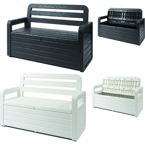 Panchina Foreverspring Da Esterno Con Baule Art.599P - cm.132,5x58x89h., nero/antracite