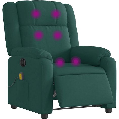 Sillón reclinable de masaje eléctrico tela verde oscuro vidaXL