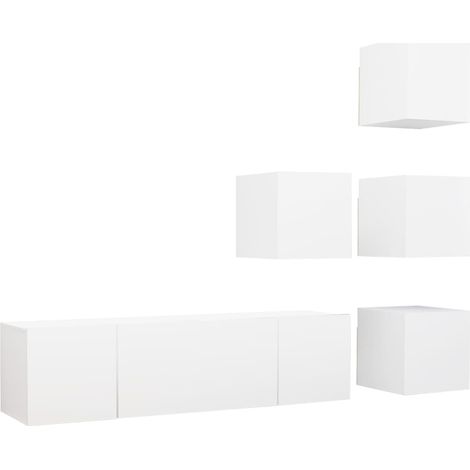 Maison Exclusive - 6-tlg. TV-Schrank-Set Weiß Holzwerkstoff