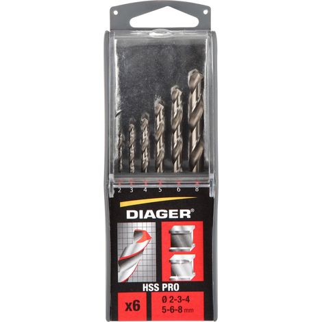 Jeu de forets en métal Diager 700C 2/3/4/5/6/8 mm 6 unités
