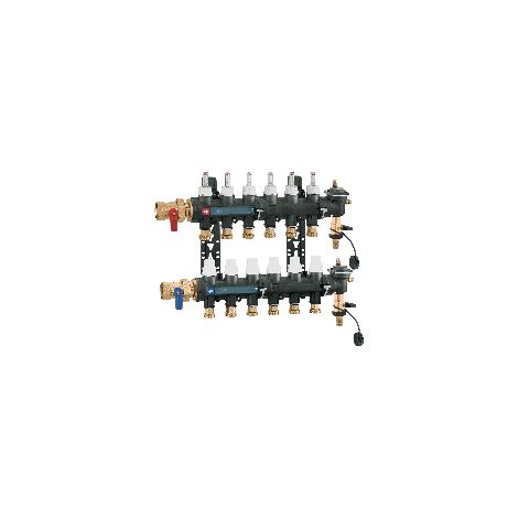 Collettore idronico preassemblato in materiale sintetico con 4 uscite (1/2)
