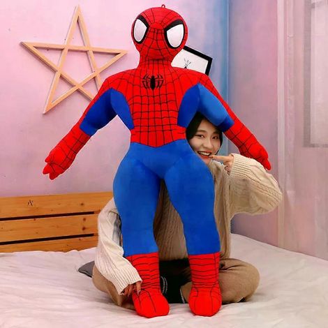 Oreiller en peluche Spider-Man pour garçons, doudou idéal pour les enfants, cadeau d'anniversaire parfait, rouge et bleu, 40 cm. (1/4)