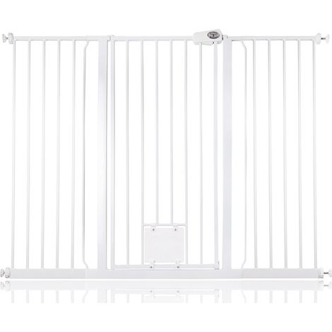 Bettacare Pet Gate with Lockable Cat Flap, 139.8cm - 147.4cm, White, 104cm in Height