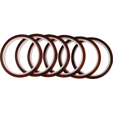 Lot de 6 rubans thermocollants marron foncé, 6,1 mm de large, 33 m de long, résistants aux hautes températures, pour la sublimation thermique. Caractéristiques : 6,1 mm de large, 33 m de long, 0,05 mm (1/5)